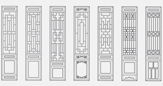 宽城常用中式仿古花窗图案隔断设计图