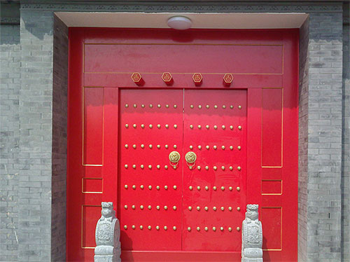 宽城中国传统四合院系列朱红色中式木制大门木作